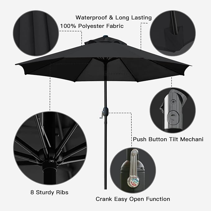 Sunnyglade 9' Patio Umbrella Outdoor Table Umbrella - Image 2
