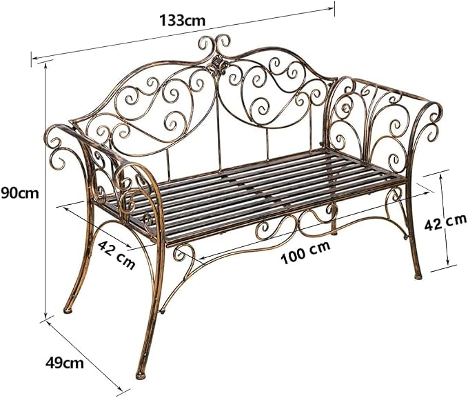 HLC Garden Bench Metal Outdoor Benchs - Image 3