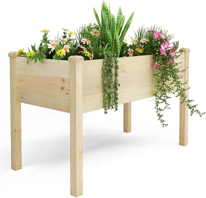 BIRASIL Outdoor Raised Garden Bed, Wood Planter Box by BIRASIL