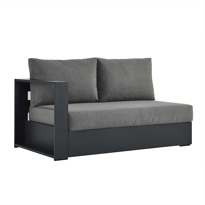 Modway Tahoe Aluminum Modular Left-Facing Outdoor Patio Loveseat in Gray - Image 3