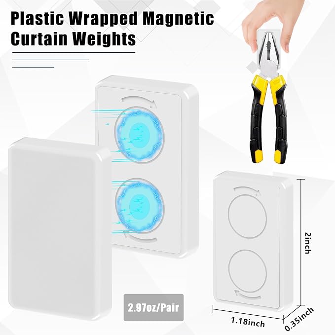 36pcs Outdoor Curtain Weights, Plastic Wrapped Magnetic Drapery Weights - Image 2
