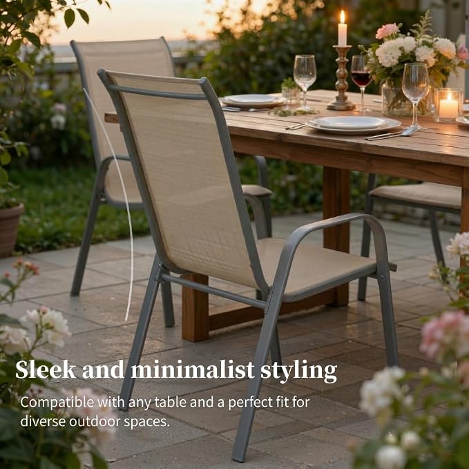 MAMIZO Patio Dining Chairs, Stackable All Weather Teslin Chair, Heavy Duty - Image 7