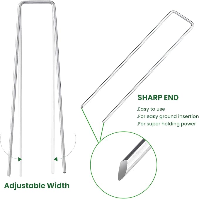 6 Inches Heavy Duty Galvanized Steel Garden Stakes Staples Securing Pegs - Image 3