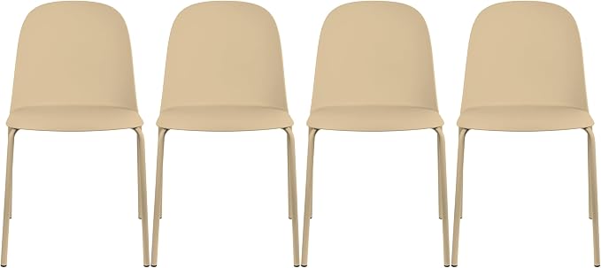 2xhome Set of 4 Modern Stackable Armless Dining Chairs | Plastic Shell Seat by 2xhome
