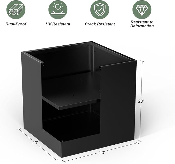 Metal Large Planter Box 20" L x 20" W x 20" H, Heavy Duty Tall Rectangle - Image 2