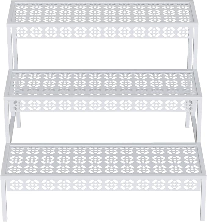Garden 4 you 3 Tiers Metal Plant Stand, Rectangular Ladder Flower Pots Outdoor by Garden4you