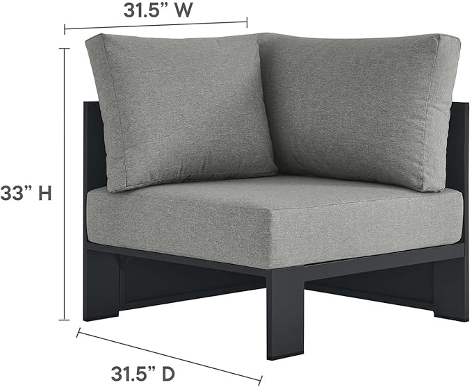 Modway Tahoe Aluminum Outdoor Sectional Corner Chair Gray - Image 2