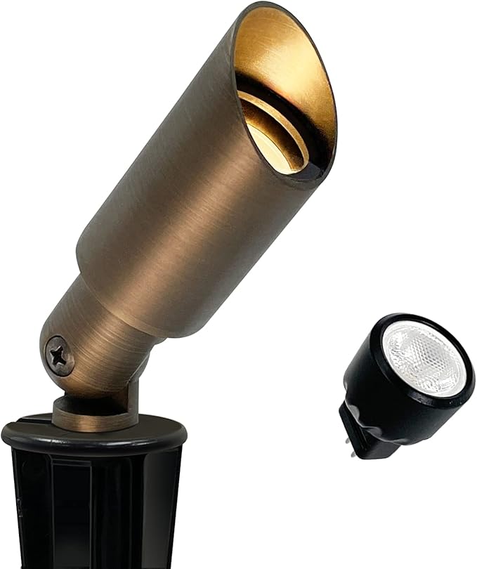 GKOLED Mini Size Brass Landscape Spotlight, Low Voltage 12V AC/DC Outdoor by GKOLED