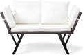 Outvita Outdoor Convertible Couch Sofa Bed, Woven Rattan Patio Furniture Daybed by Outvita