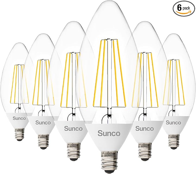 Sunco 6 Pack Dusk to Dawn LED Outdoor Light Bulb B11, Edison Filament by SuncoLighting
