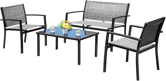 Devoko 4 Pieces Patio Furniture Set Outdoor Garden Patio Conversation Sets by DEVOKO