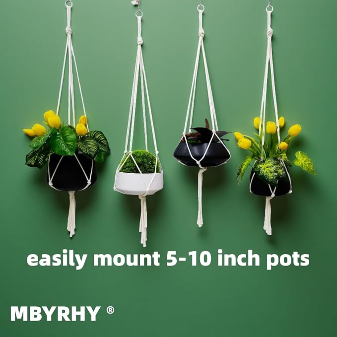 Macrame Plant Hanger 2 Pcs Hanging Planters - Image 2