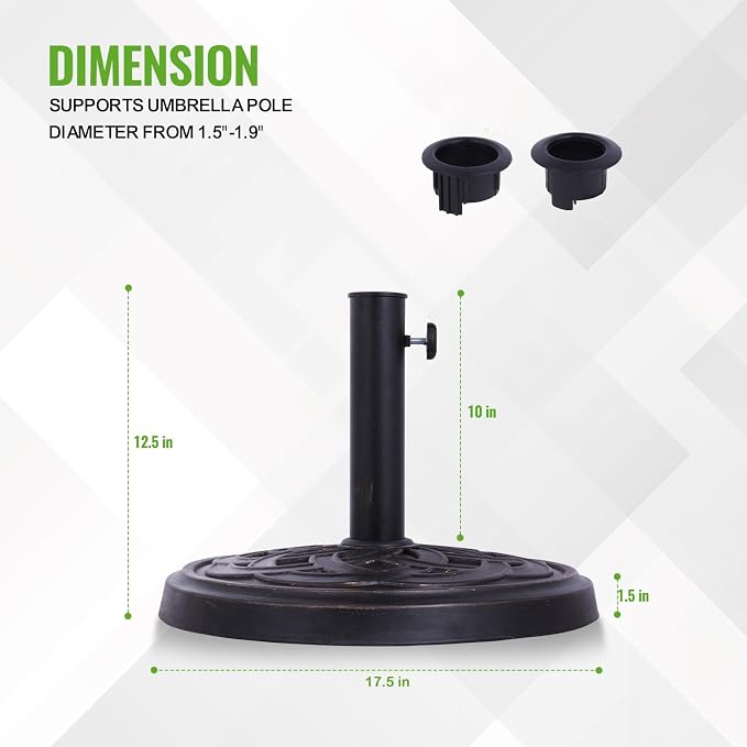 Backyard Expressions 26.5 lb Round Heavy Duty Patio Umbrella Base – Weather - Image 2
