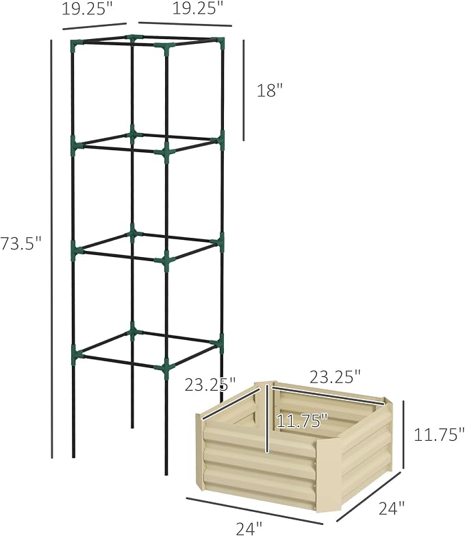 Outsunny Galvanized Raised Garden Bed, 73.5" Tall Outdoor Planter Box - Image 7