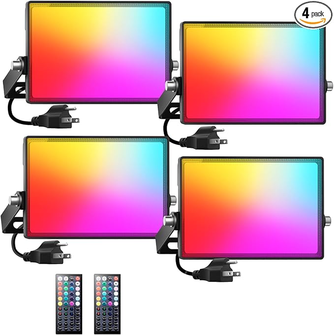 Onforu LED Flood Light Outdoor 800W Equivalent, 100W Color Changing RGBW by Onforu