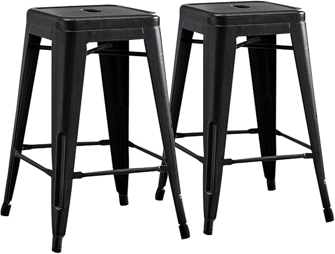AC Pacific 24” Metal Backless Barstool Set of 2 – Country Rustic Style by ACPacific