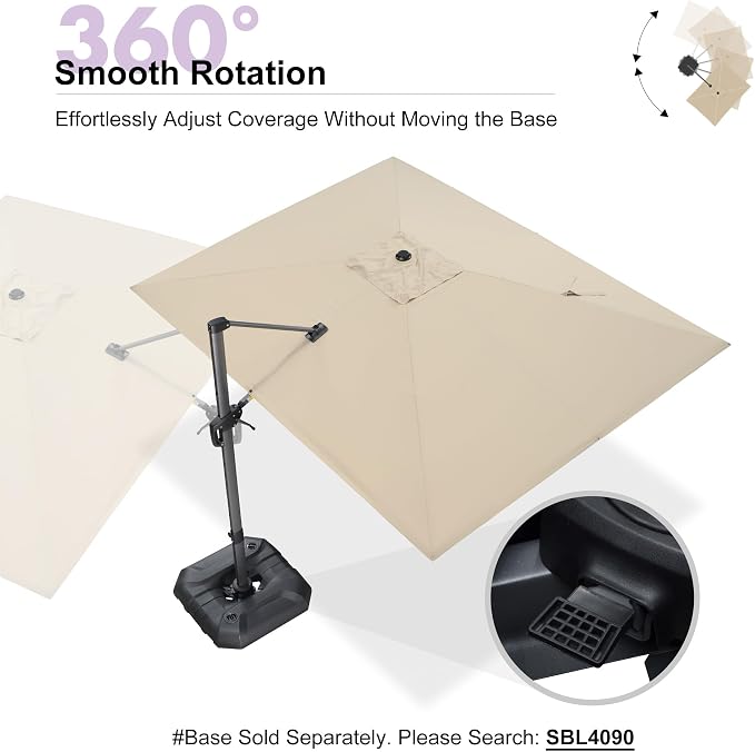 PURPLE LEAF 9' X 11.5' Patio Umbrella Outdoor Cantilever Rectangle Umbrella - Image 7