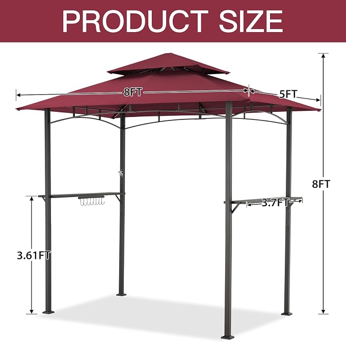 AECOJOY 8' x 5' Grill Gazebo, Grill Canopy - Image 4