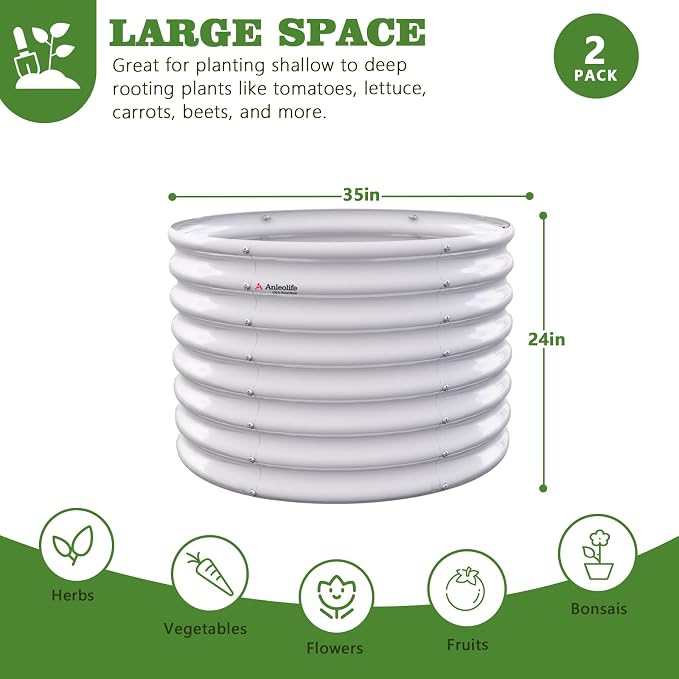 A ANLEOLIFE 2-Pack 3ft x 24” Tall Galvanized Raised Garden Beds Outdoor - Image 4