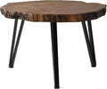 COSIEST Outdoor Faux Wood Tree-Slice Coffee Table, Natural Oak Hand Painted by COSIEST