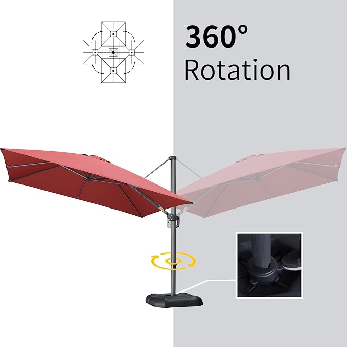 PURPLE LEAF 10' X 13' Square Cantilever Umbrella Patio Umbrella - Image 5