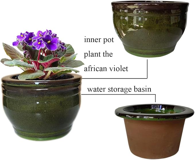 African Violet Pots Self Watering Round Ceramic Violet Pot - Image 3