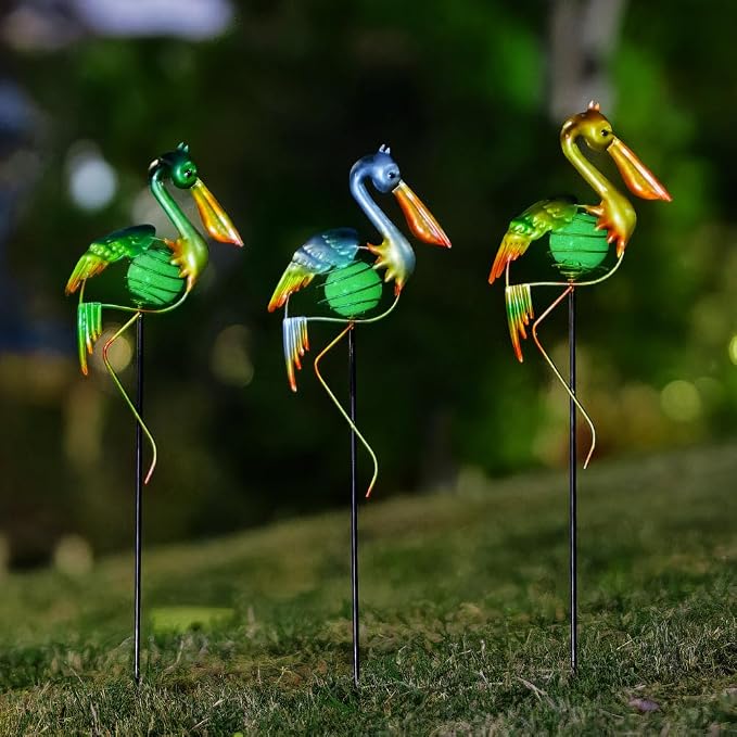 3Pcs Pelican Decorative Garden Stakes, 56.5''H Waterproof Glow in The Dark - Image 2