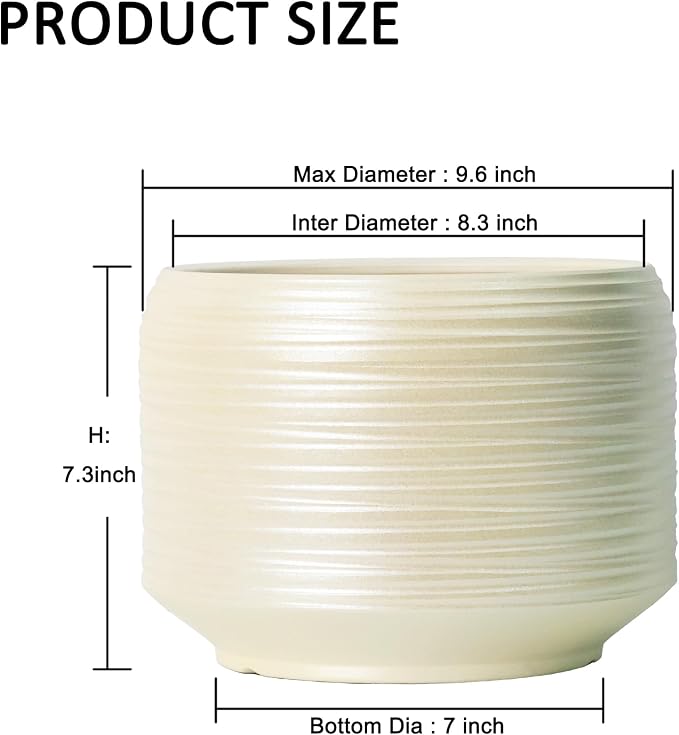 10 Inch Ceramic Plant Pot with Drainage – Large Flower Pot - Image 5