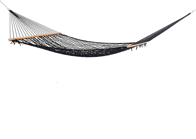 Castaway Living 13 ft. Double Traditional Hand Woven Navy Polyester Rope Hammock - Image 3