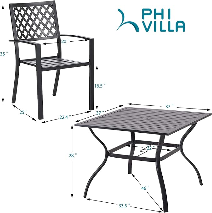 PHI VILLA 5 Pieces Outdoor Dining Set - Image 9