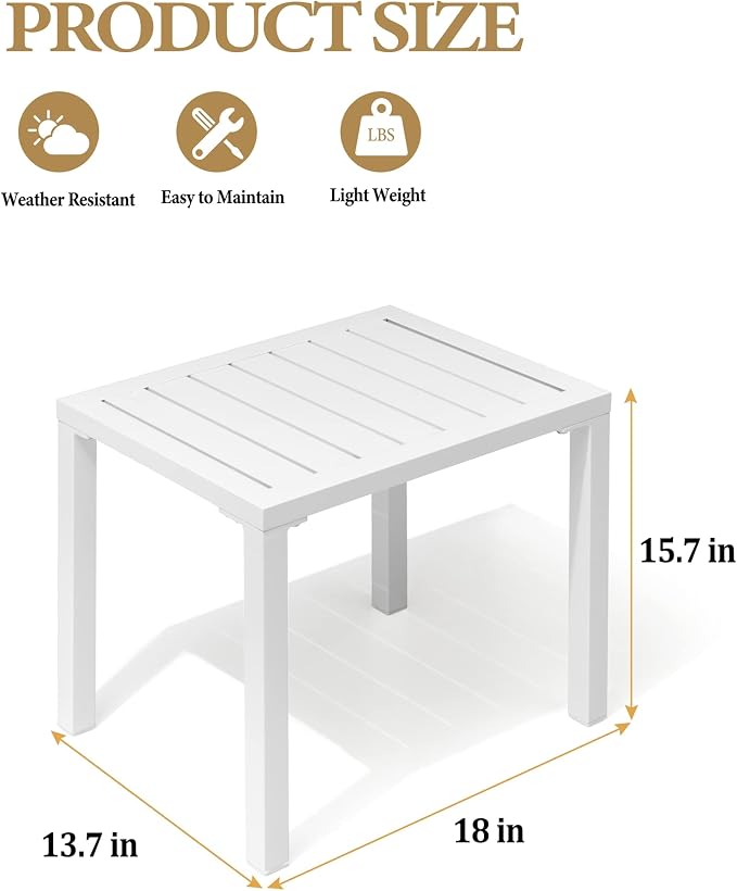 Crestlive Products Aluminum Outdoor Side Table Set of 2 - Image 3