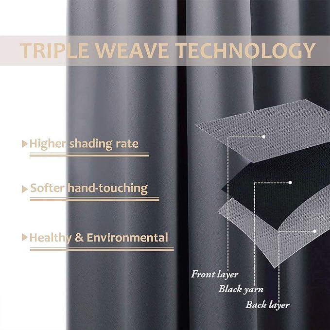 NICETOWN Grey Outdoor Curtains for Patio Waterproof 2 Panels, Windproof - Image 5