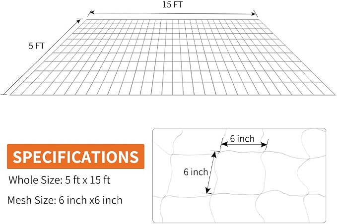 Tcamp Heavy-Duty Polyester Plant Trellis Netting 5 x 15ft - Image 4