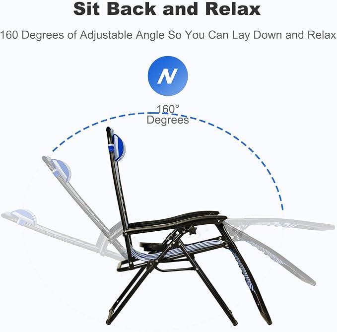Nazhura Set of 2 Relaxing Recliners Patio Chairs Adjustable Steel Mesh Zero - Image 4