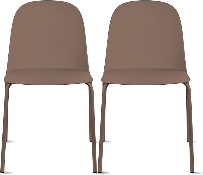 2xhome Set of 2 Modern Stackable Armless Dining Chairs | Plastic Shell Seat by 2xhome