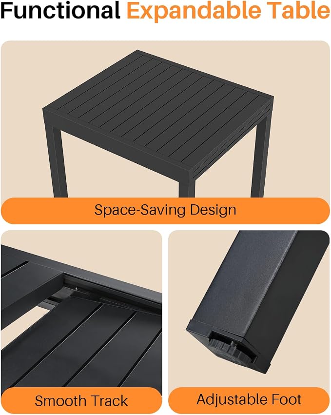 Patio Aluminum Extendable Dining Table, Never-Rust Expandable Outdoor Dining - Image 9