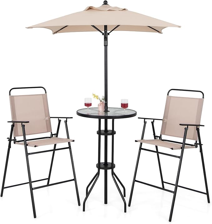 Giantex 4-Piece Outdoor Bar Set, Round High Top Bar Table by Giantex