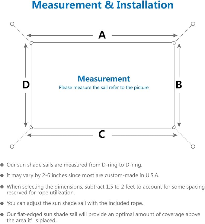Eden's Decor Straight Flat-Edged Sun Shade Sail Rectangular 9' x 18' Beige - Image 3