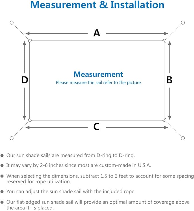 Eden's Decor Straight Flat-Edged Sun Shade Sail Rectangular 11' x 14' Wheat - Image 3