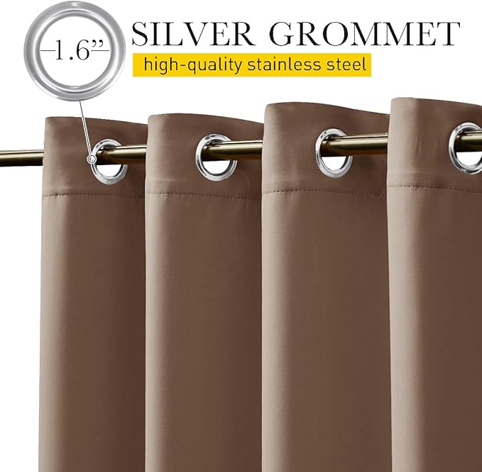 NICETOWN 2 Panels Weighted Blackout Curtains Patio Waterproof Outdoor Curtains - Image 3