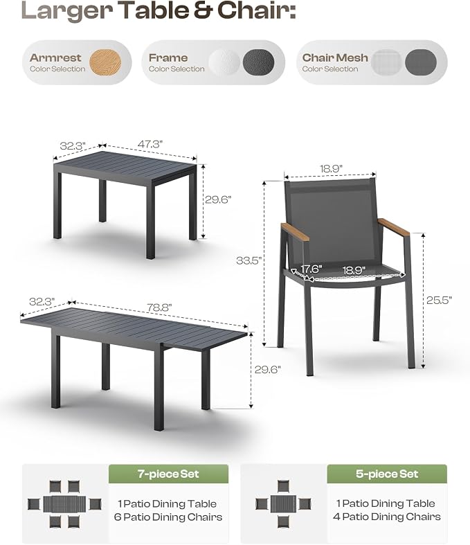 Outdoor Aluminum Patio Dining Table Set - Image 8