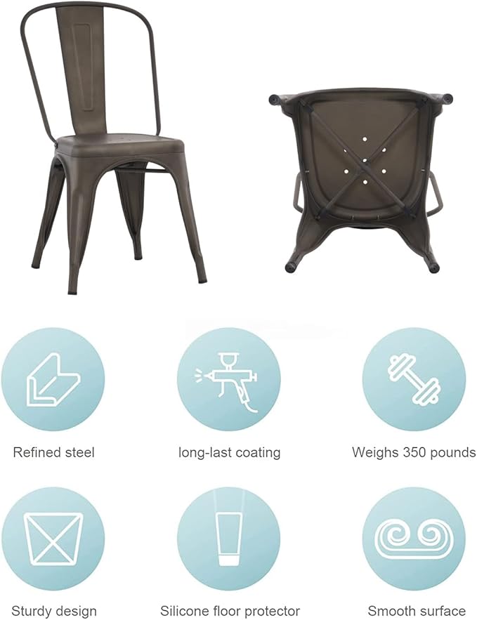 Nazhura Metal Dining Chair Farmhouse Tolix Style - Image 3