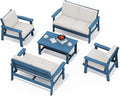 SERWALL HDPE Patio Furniture Set, 5 Piece All Weather Wood-Like Sectional by SERWALL