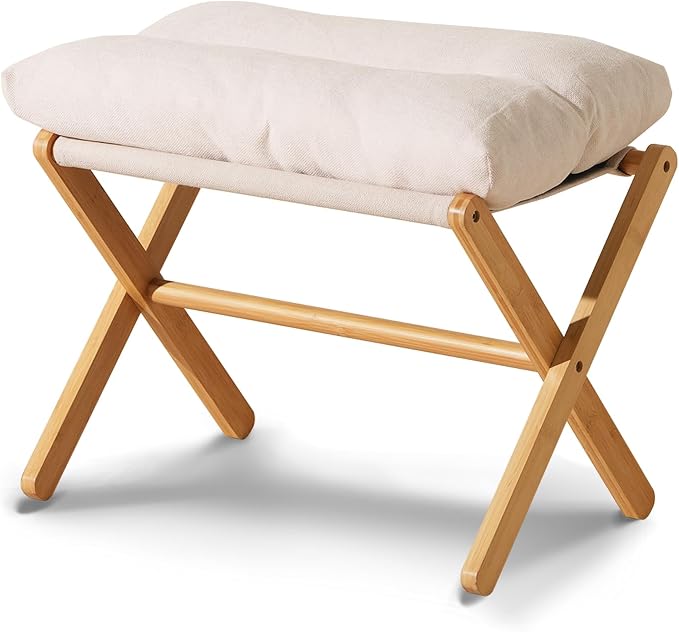 Ottoman Foot Rest- Bamboo Foldable Stool, Foot Stools Small Ottman by Baveke