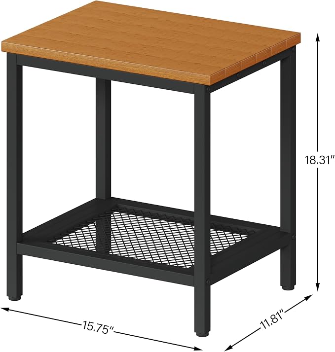 Outdoor Side Table with Storage, 2-Tier Patio End Tables Weather Resistant - Image 3