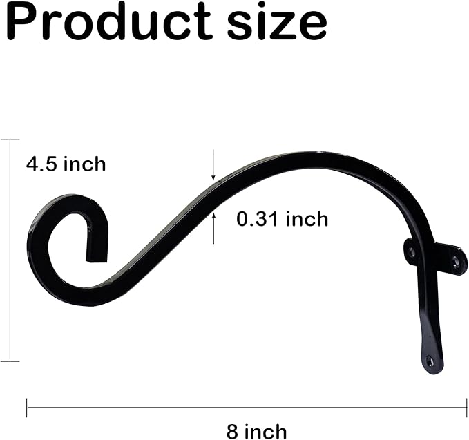 Hourleey 2 Pack Plant Hanger Outdoor, 8 Inch Heavy-Duty Hanging Plant Hook - Image 2