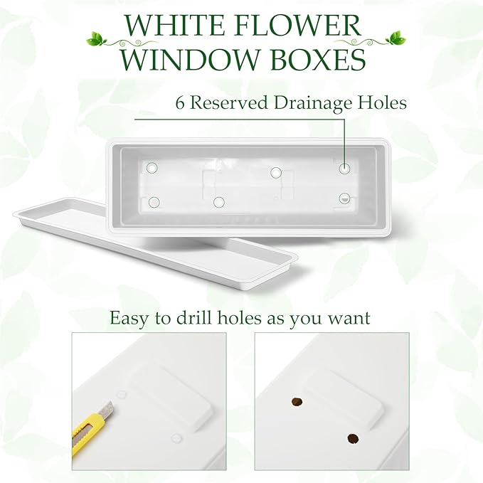 6 Packs 23 Inch Window Flower Box Extra Large Window Sill Herb Garden Long - Image 5