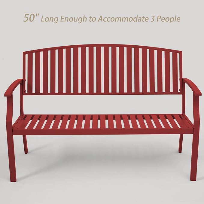 Outdoor Bench Weatherproof Aluminum Patio Garden Bench, Patio Loveseat - Image 5