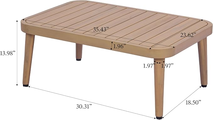 Merax 4-Piece Acacia Wood Patio Conversation Set - Image 13