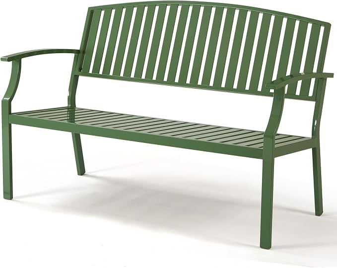 Outdoor Bench Weatherproof Aluminum Patio Garden Bench, Patio Loveseat by Eongdn